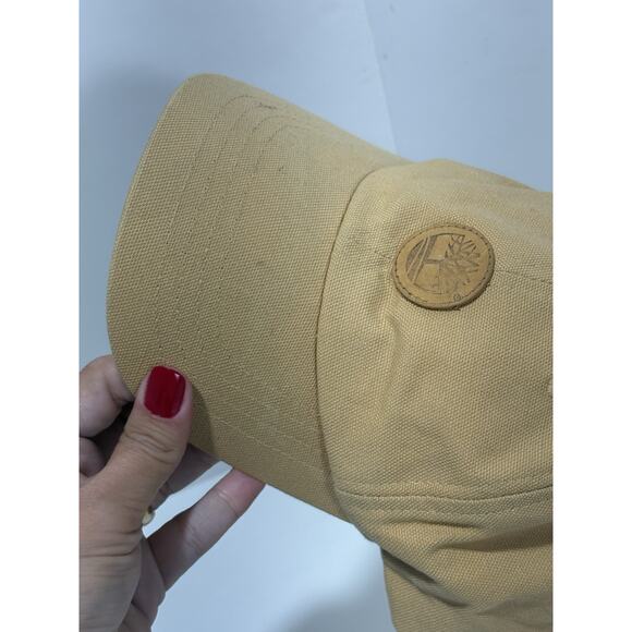 Timberland Leather Patch Hat Beige Hook Loop Baseball Cap X Large See Pictures - Picture 8 of 11
